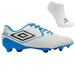 Chuteira de Campo Umbro Score e Meia - Adulto BRANCO/AZUL