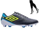 Chuteira de Campo Umbro Score + Meião - Adulto PRETO/AZUL