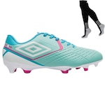 Chuteira de Campo Umbro Score + Meião - Adulto AZUL/BRANCO