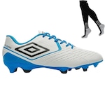 Chuteira de Campo Umbro Score + Meião - Adulto BRANCO/AZUL