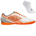 Kit Chuteira Futsal Umbro Fire e Meia - Adulto BRANCO/LARANJA