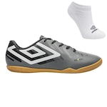 Kit Chuteira Futsal Umbro Action e Meia - Adulto CINZA/BRANCO