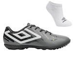 Kit Chuteira Society Umbro Action e Meia - Adulto CINZA/PRETO