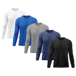 Kit 5x Camisas Térmicas Adriben Proteção Solar Uv 50 - Masculina PRETO/AZUL