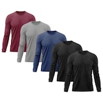 Kit 5x Camisas Térmicas Adriben Proteção Solar Uv 50 - Masculina Azul/Vinho