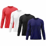 Kit 4x Camisas Térmicas Adriben Proteção Solar Uv 50 - Masculina BRANCO/VERMELHO