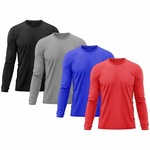 Kit 4x Camisas Térmicas Adriben Proteção Solar Uv 50 - Masculina CINZA/VERMELHO