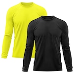 Kit 2x Camisas Térmicas Adriben Proteção Solar UV  50 - Masculina Amarelo/Preto