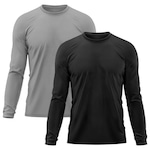 Kit 2x Camisas Térmicas Adriben Proteção Solar UV  50 - Masculina PRETO/CINZA