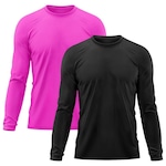 Kit 2x Camisas Térmicas Adriben Proteção Solar UV  50 - Masculina PRETO/ROSA