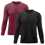 Kit 2x Camisas Térmicas Adriben Proteção Solar UV  50 - Masculina PRETO/VINHO