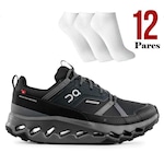 Kit Tenis On Running Cloudhorizon Waterproof + 12 Pares de Meias - Masculino PRETO/CINZA