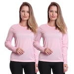 Camiseta Manga Longa Térmica Proteção Solar Uv Dry Fit Segunda Pele - 2 Unidades - Feminina ROSA