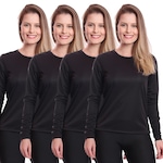 Camiseta Manga Longa Dellas Fit Térmica Proteção Solar Uv Dry Fit - 4 Unidades - Feminina PRETO