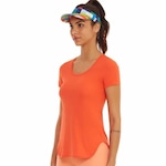 Camiseta Alto Giro Skin Fit Alongada - Feminina Coral