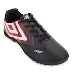 Chuteira Society Umbro Action Um24 - Adulto PRETO/VERMELHO