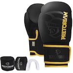 Kit Luva Boxe Pretorian First Fx2 Luva+Faixas+Protetor Bucal - Unissex PRETO/AMARELO