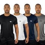 Camiseta Color Sports Dry Basic - 4 Unidades - Masculina BRANCO/CINZA/MARINHO