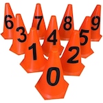 Kit 10 Cones 23Cm - Numerados 0 A 9 - Treino De Agilidade E Funcional - Ldm LARANJA ESC/PRETO