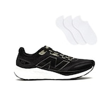 Kit Tênis New Balance Fresh Foam 680 V8 Feminino + 3 Pares de Meias PRETO