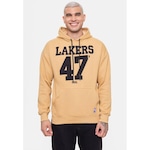 Blusão de Moletom com Capuz Nba Number Twill Los Angeles Lakers Mascavo - Masculino BEGE