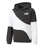 Blusão de Moletom com Capuz Puma Power Cat Hoodie Fl B - Infantil PRETO/BRANCO