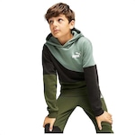 Blusão de Moletom com Capuz Puma Power Cat Hoodie Fl B - Infantil VERDE/PRETO