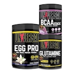 Kit Egg Pro 454g + Bcaa Stack 250g + Glutamina 300g - Universal Baunilha