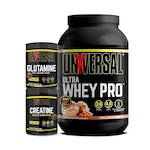 Kit Ultra Whey Pro 900G + Creatine 300G + Glutamine 300G - Universal Chocolate