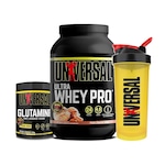 Kit Ultra Whey Pro 900G + Glutamina 300G + Coqueteleira - Universal Chocolate