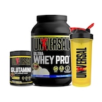 Kit Ultra Whey Pro 900G + Glutamina 300G + Coqueteleira - Universal Baunilha