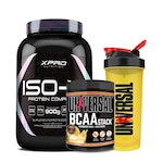 Kit Whey Protein Iso-X 900G - Xpro Nutrition + Bcaa Stack 250G + Coqueteleira 600Ml - Universal Morango