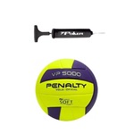 Kit Bola de Vôlei Penalty Vp 5000 + Bomba de Ar Verde Cla/Roxo Cla