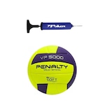 Kit Bola de Vôlei Penalty Vp 5000 + Bomba de Ar Verde Cla/Roxo Cla