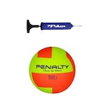 Kit Bola de Vôlei de Praia Penalty Xxi + Bomba de Ar Azul Laranja/Verde Cla