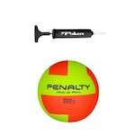 Kit Bola de Vôlei de Praia Penalty Xxi + Bomba de Ar Preta Laranja/Verde Cla