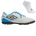 Kit Chuteira Society Umbro Score e Meia - Adulto BRANCO/AZUL