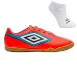 Kit Chuteira Futsal Umbro Cannon Jr e Meia - Infantil VERMELHO