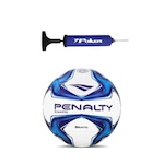 Kit Bola de Futebol de Campo Penalty Bravo Xxiv + Bomba de Ar BRANCO/AZUL