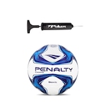 Kit Bola de Futebol de Campo Penalty Bravo Xxiv + Bomba de Ar BRANCO/AZUL