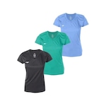 Kit Camiseta Penalty X Esportiva - 3 Unidades - Feminina PRETO/VERDE