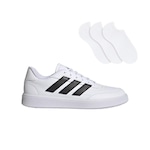 Kit Tênis adidas Courtblock - Unissex + 3 Pares de Meias BRANCO/PRETO