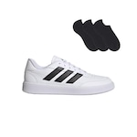 Kit Tênis adidas Courtblock - Unissex + 3 Pares de Meias BRANCO/PRETO