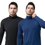 Camiseta Performance Wear Gola Alta Térmica Uv - 2 Unidades - Masculina PRETO/AZUL