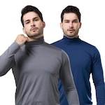 Camiseta Performance Wear Gola Alta Térmica Uv - 2 Unidades - Masculina AZUL/CINZA