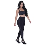 Calça Legging Orbis Fitness Supplex Poliamida Recortes - Feminina PRETO