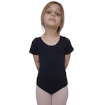 Collant Ballet Vya Fit Meia Manga Liso - Infantil PRETO