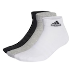 Kit Meia adidas Cano Médio Cushioned Logo - 3 Pares - Unissex CINZA/PRETO