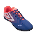 Chuteira Society Umbro Action - Infantil AZUL ESC/LARANJA