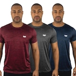 Camiseta Color Sports Dry Mescla - 3 Unidades - Masculino Cinza/Vinho